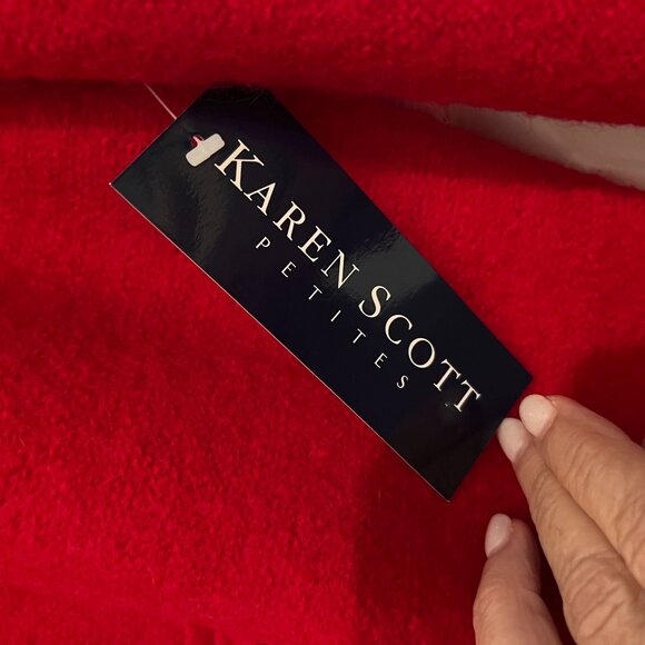 Vtg Karen Scott Red Boiled Wool Jacket Floral Embroidery Embellishments Buttons - Picture 7 of 12